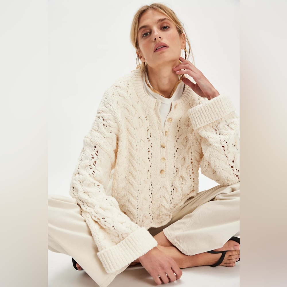 🐈⛅️Authentic Free People Polly Cable-Knit Sweater🧸